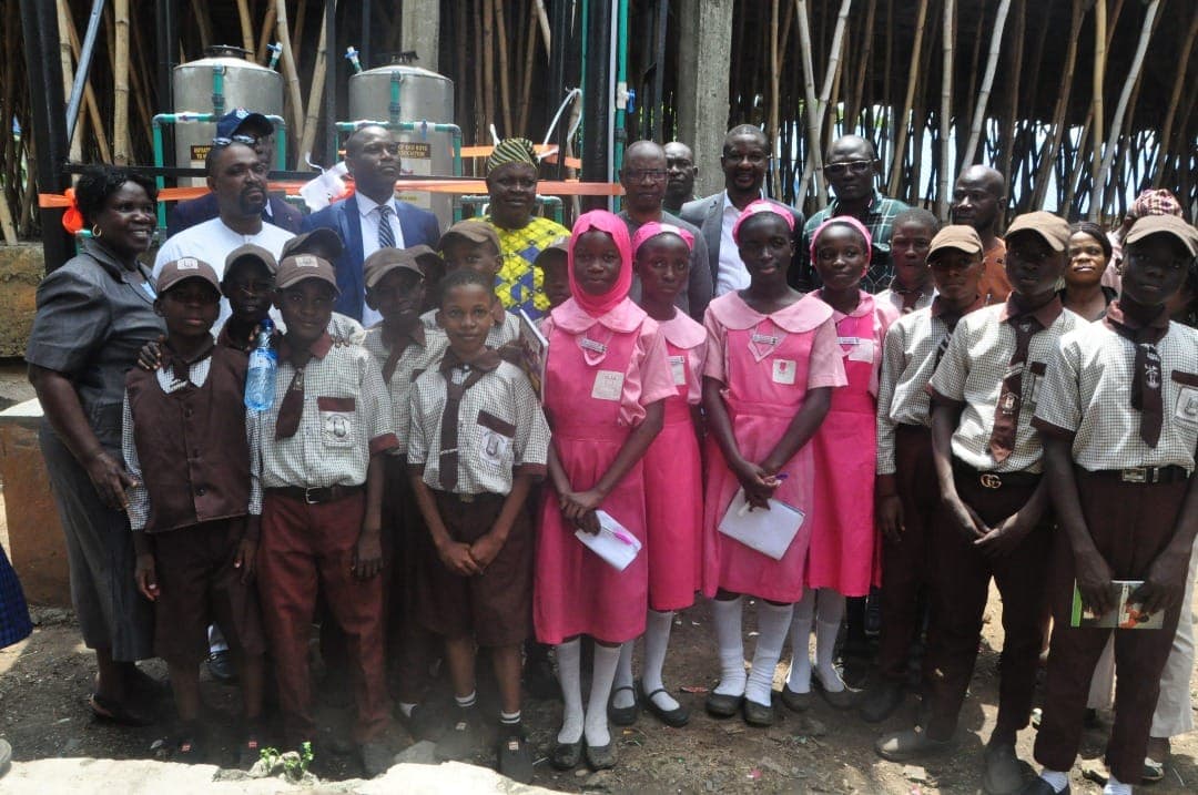 The new borehole and water treatment plant installed at the school